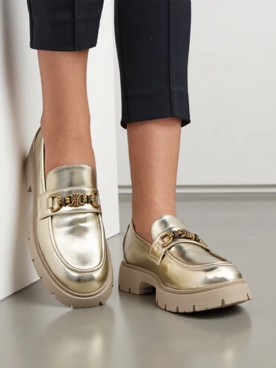 Royalfashion Dámske mokasíny pozlátené Goldlove