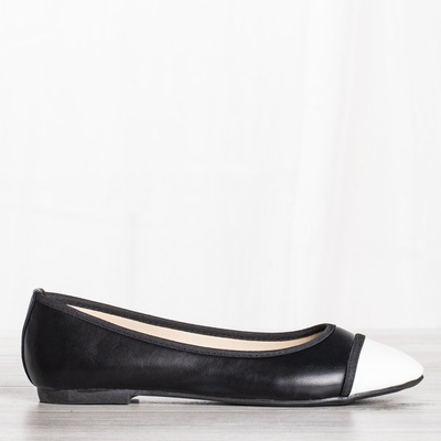 Čierne balerínky s bielou špičkou Larnaka - Obuv