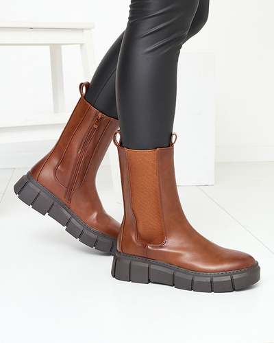 Dámske čižmy na platforme ťavej farby Couell - Obuv