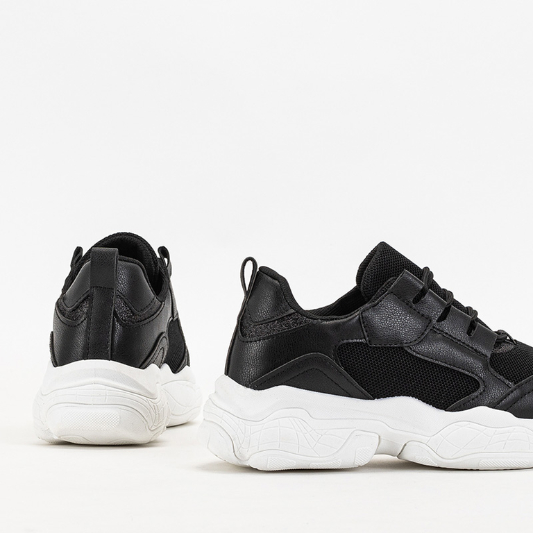 OUTLET Čierna dámska športová obuv na platforme so striebornými vložkami Verica - Obuv