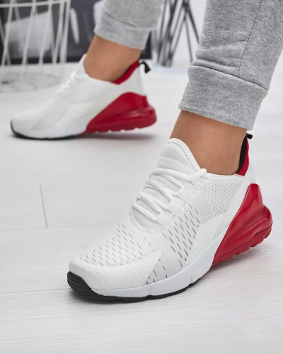 OUTLET Dámska bielo-červená látková športová obuv Tayrio- Footwear