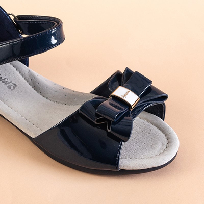 OUTLET Detské sandále tmavomodré s mašľou Loqi - Obuv