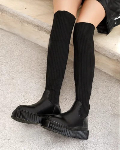Royalfashion Dámske čižmy Hesoppel slip-on nad kolená