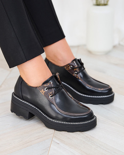 Royalfashion Čierne dámske poltopánky na pevnej podrážke Dobbin