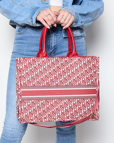 Dámska červená shopper taška s potlačou - Doplnky