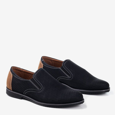 Čierne pánske topánky s prelamovaným povrchom Lonberg - Topánky