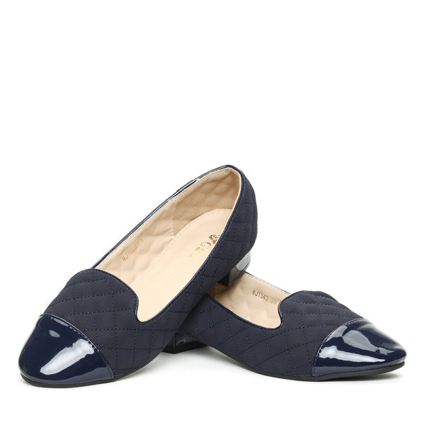 Granatowe mokasyny na niskim obcasie Flienna - Obuwie