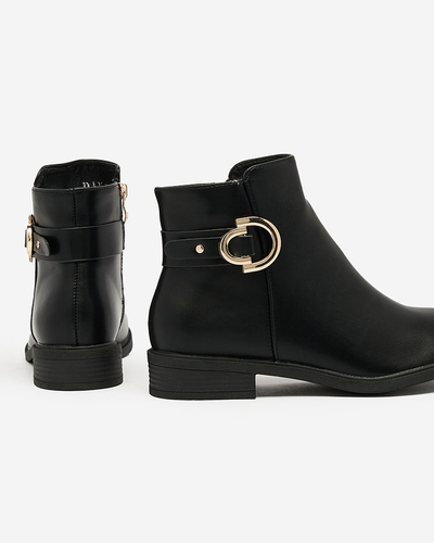 Royalfashion Čierne dámske čižmy a'la sztyblety s ozdobami Ederte