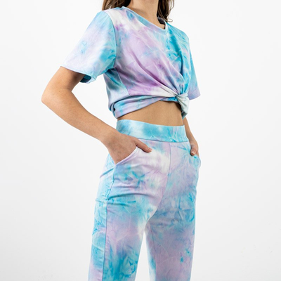 Dámska športová súprava na farbenie modrej kravaty - Oblečenie