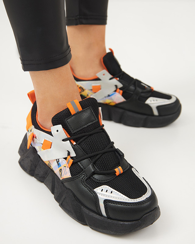 Čierne dámske športové topánky s farebnými vložkami Deroni - Obuv