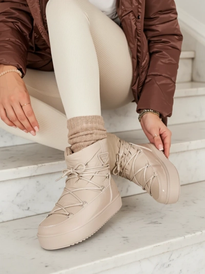 Royalfashion Dámske slip-on čižmy a'la snow boots vo svetlohnedej farbe Vevnose