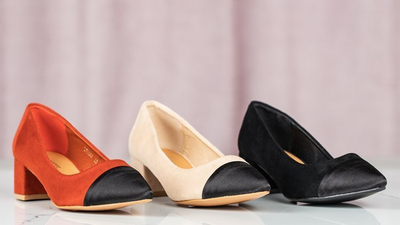 Béžové lodičky na nízkom stĺpiku Massikina - Obuv