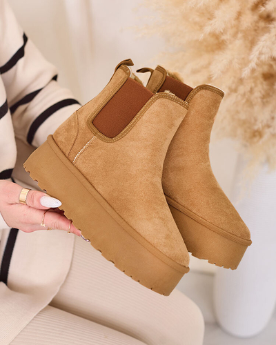 Royalfashion Hnedé dámske snehule na platforme Stiellsia