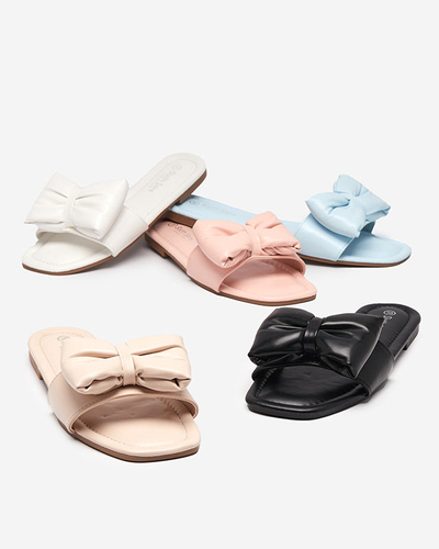 OUTLET Ružové dámske papuče s mašľou Macline - Topánky