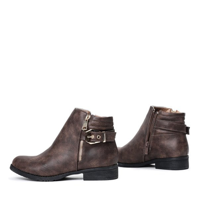 Ciemnobrązowe botki na płaskim obcasie Arcelia - Obuwie