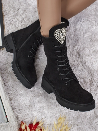 Eko semiš ženski gležnarji z vezalkami Emelune