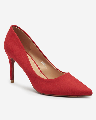 OUTLET Klasické červené dámske lodičky na podpätku s nosom Qermii- Obuv