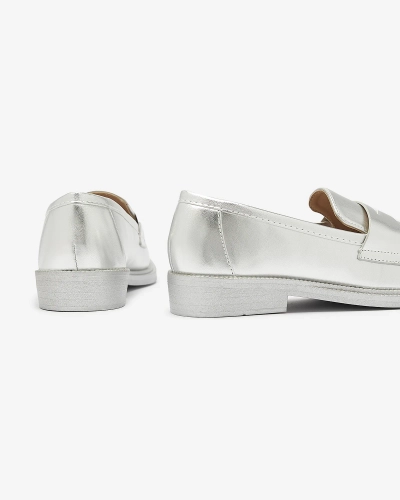 Strieborné dámske mokasíny z ekokože Zibom- Obuv