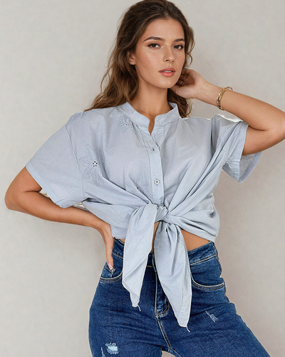 Royalfashion Dámska oversize košeľa s výšivkou
