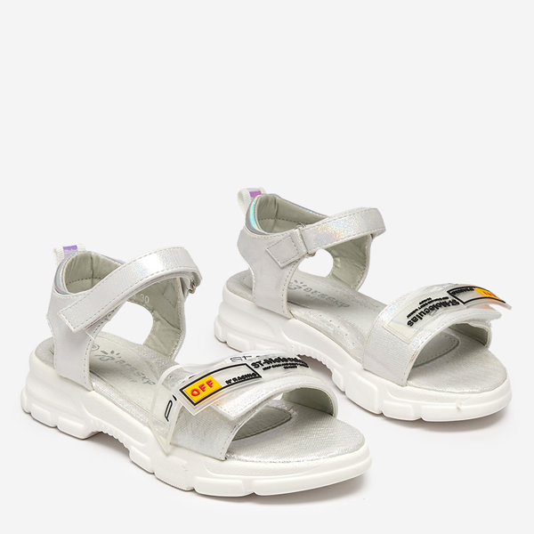Strieborné lesklé sandále pre dievčatá Lorij - Obuv