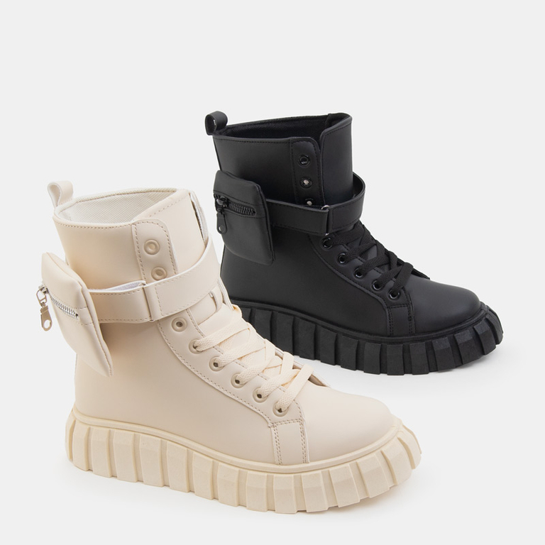 Béžové dámske čižmy s vreckom Namiko - obuv