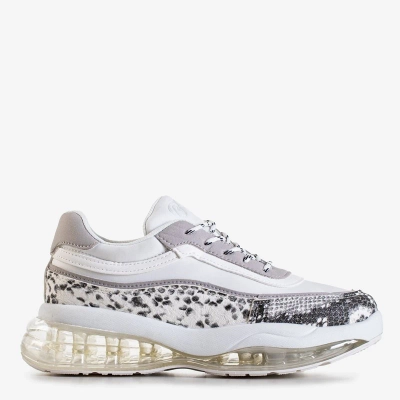 OUTLET Biele dámske športové topánky s vložkou z hadej kože Vina - Obuv