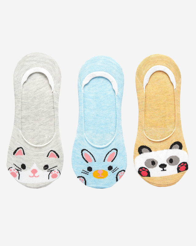 Viacfarebné dámske 3-balenie zvieracích ponožiek / balenie - Spodná bielizeň