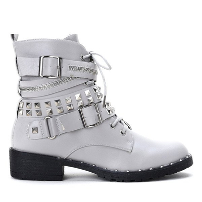 Szare workery z ćwiekami i suwakami Tessa - Obuwie