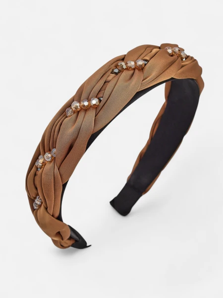 Royalfashion Naglavni trak za lase s pletenico in biseri
