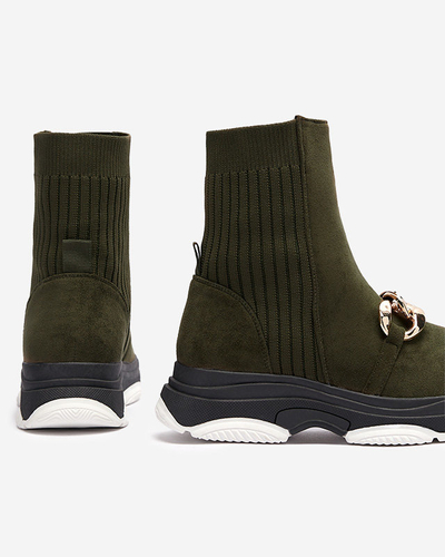 Dámske zelené zateplené čižmy z eko-semišu Cuzitta- Obuv