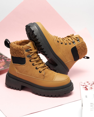 OUTLET Dámske zateplené trapérové čižmy v ťavej farbe Norisis - Obuv