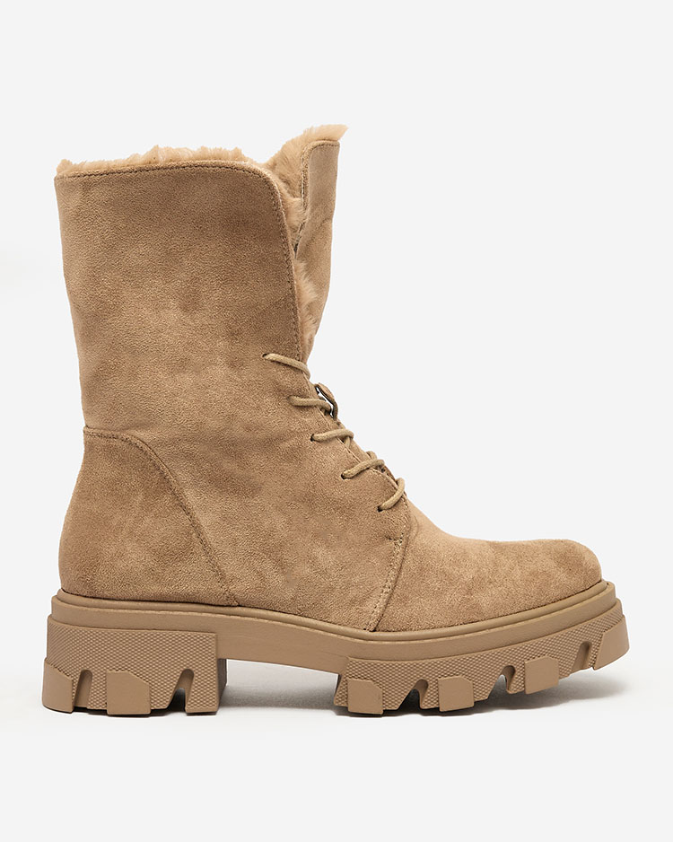 Royalfashion Svetlohnedé dámske šnurovacie čižmy Cavenma