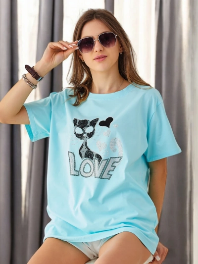Royalfashion Dámske bavlnené tričko Cat Love