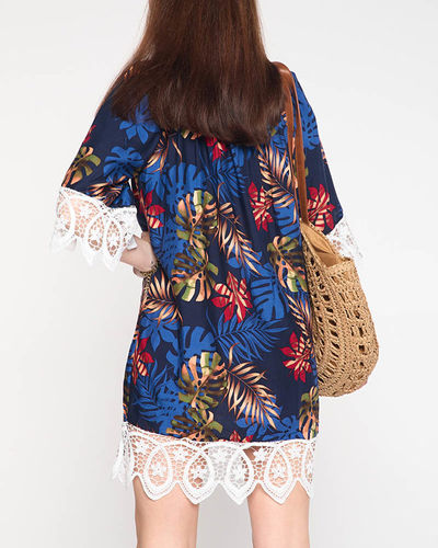 Dámska tunika v námorníckej modrej s listami - Oblečenie