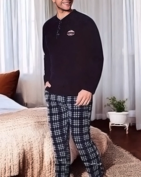 Royalfashion Pánske kockované pyžamo a' la polar