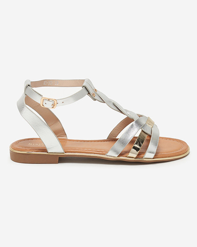 VÝSTUP Strieborno-zlaté dámske ploché sandále Fatop- Obuv