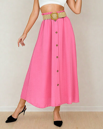 Royalfashion Dámska midi sukňa s opaskom