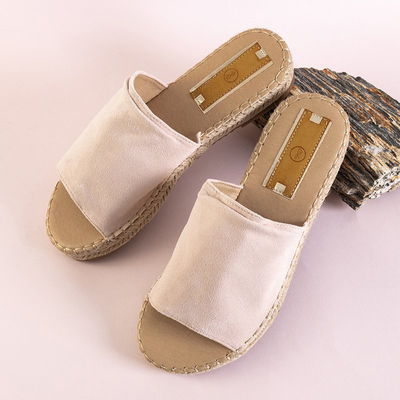 OUTLET Béžové dámske papuče Lamiya - Obuv