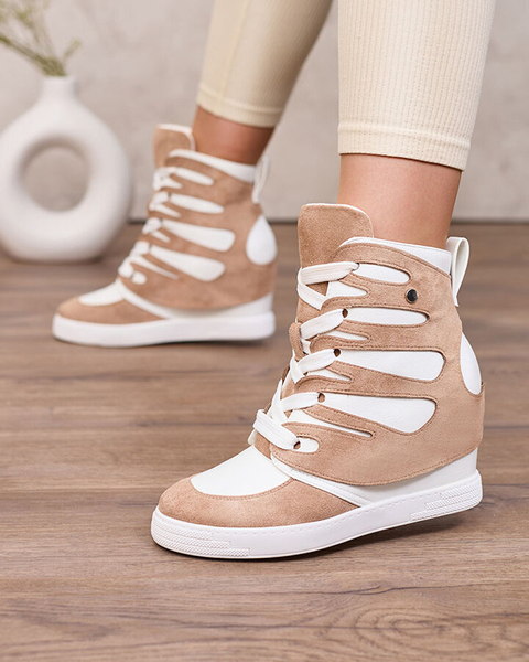 Royalfashion Svetlohnedé dámske športové čižmy Pamstinsa na podpätku