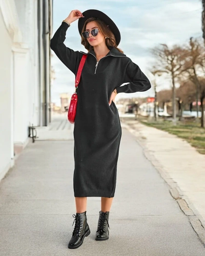 Royalfashion Dlhý sveterový šaty pre ženy