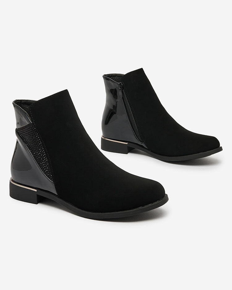 Royalfashion Čierne dámske čižmy so zirkónmi Overlissa