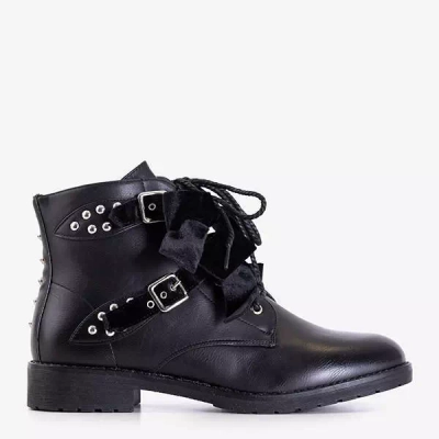 OUTLET Čierne tašky s tryskami a velúrovými mašľami Caterina - Obuv