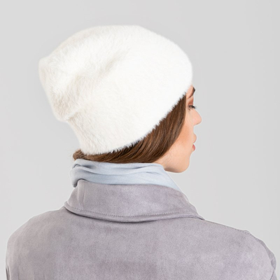 Biela kožušinová zimná čiapka pre ženy - Čiapky