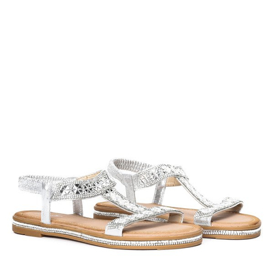 Srebrne sandały z cyrkoniami Janita - Obuwie