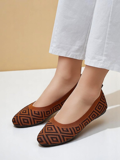 Royalfashion dámske textilné balerínky s geometrickým vzorom Metric
