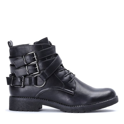 Czarne workery na płaskim obcasie Jordyn - Obuwie