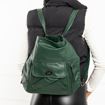 Zelená veľká dámska kabelka - ruksak z eko kože - Doplnky