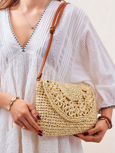 Royalfashion Malá dámska slamená kabelka Sunny Stripes Mini