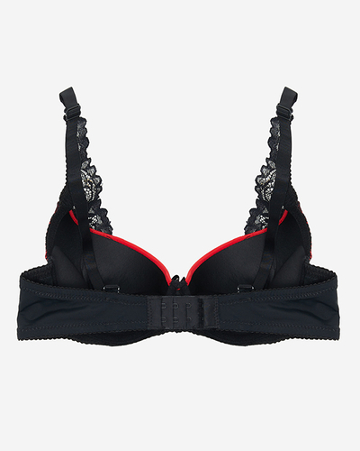 Červená dámska podprsenka s čiernou čipkou - Spodná bielizeň