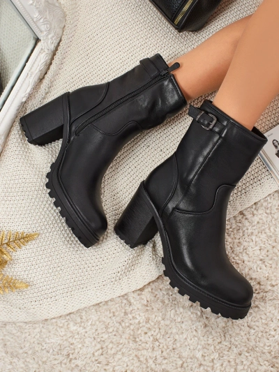 Ženski gležnjarji iz eko usnja s peto Sylvarra